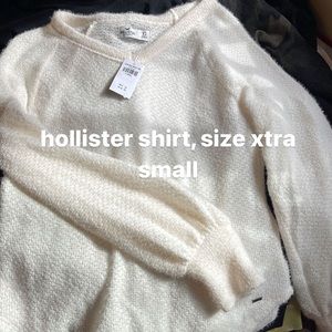 White fuzzy Hollister long sleeve